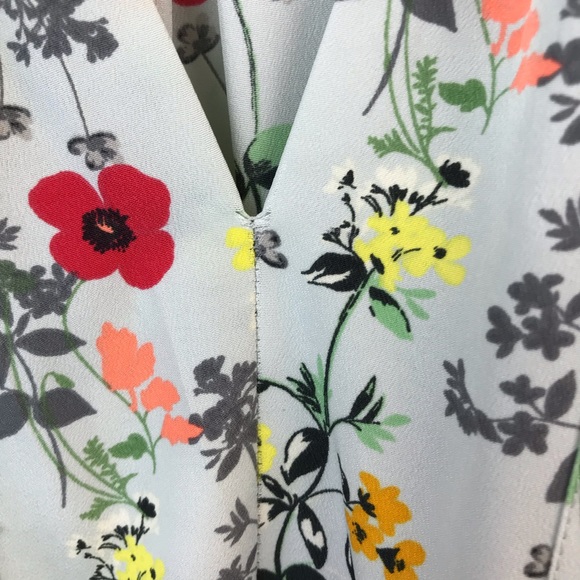 Joe Fresh Green & Red Bright Floral Dress with Roll-Up Sleeves for Spring, SZ L - Picture 16 of 16